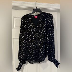 Lilly Pulitzer Black Blouse with Gold Accents